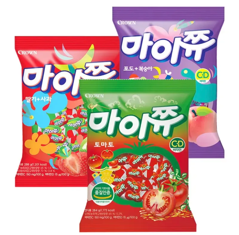 크라운 마이쮸, 딸기사과 284g + 포도복숭아 284g + 토마토 284g 1개, 3개