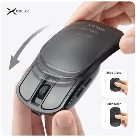 Delux 포켓 접이식 마우스 무선 2.4G Bluetooth5.2 무음 11.32$