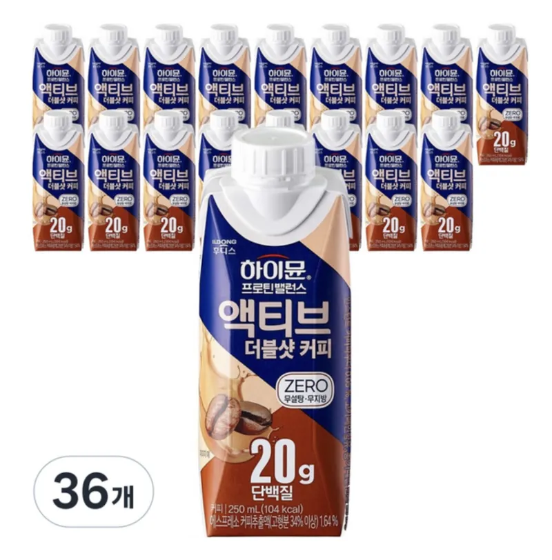 하이뮨 프로틴 밸런스 액티브 더블샷 커피 드링크믹스 RTD, 250ml, 36개 3.7