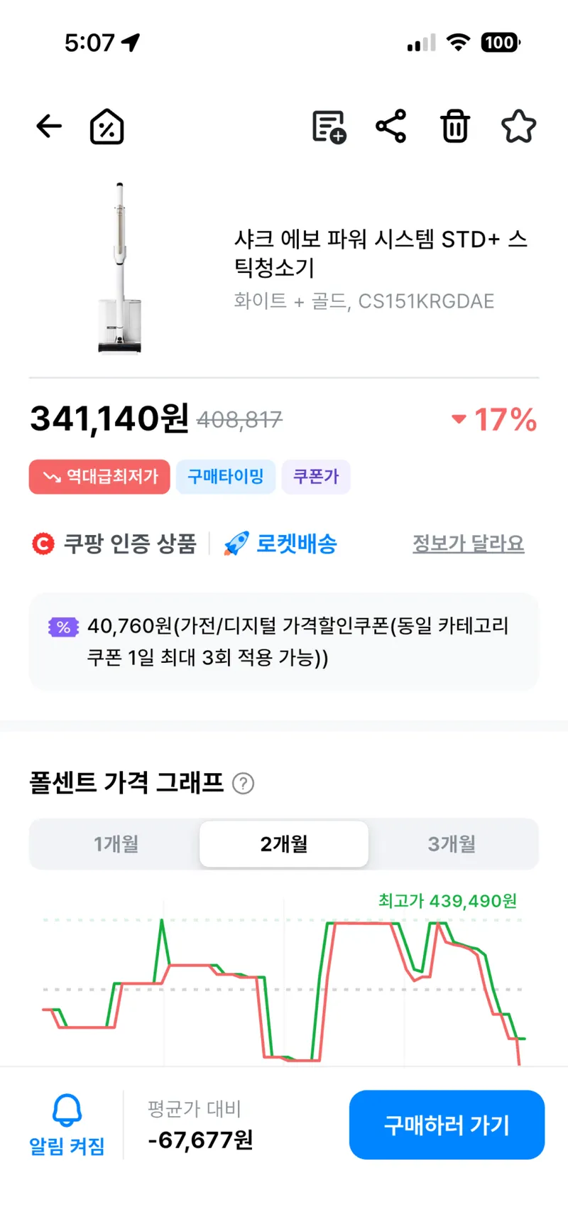 샤크 에보파워 무선청소기 STD+ 대