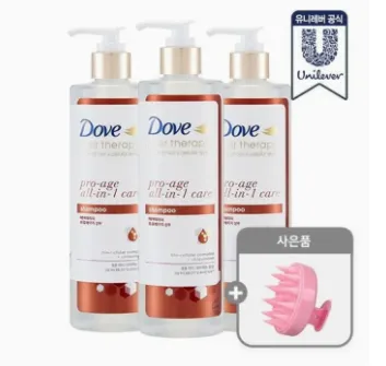 도브 헤어테라피 샴푸 380ml x 3개 2종 택1 + 샴푸브러쉬