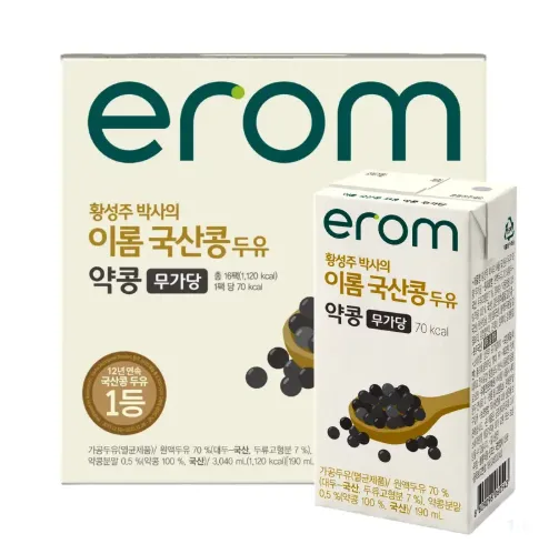 이롬 국내산 약콩 무가당 두유 190ml 16개