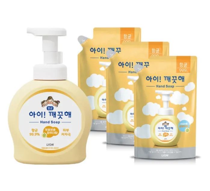 아이깨끗해 핸드워시 490ml 본품+450ml 리필 3개