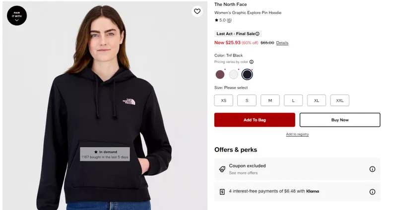 노스페이스 Women's Graphic Explore Pin Hoodie
