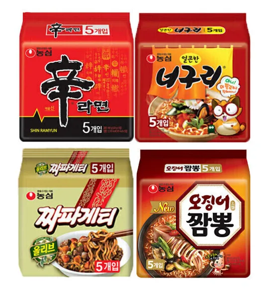신라면 5봉 + 너구리 5봉 + 짜파게티 5봉 + 오징어짬뽕 5봉 (총 20봉)