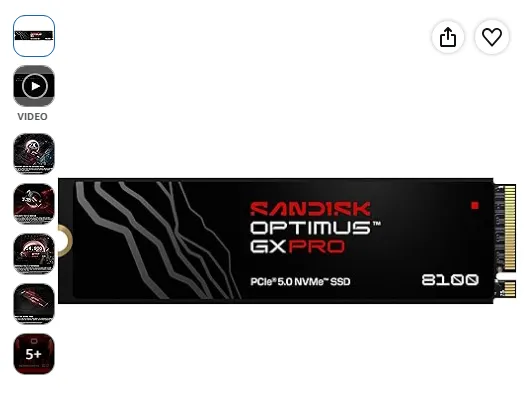 Sandisk Optimus GX PRO 8100 2TB PCIe 5.0 NVMe SS…